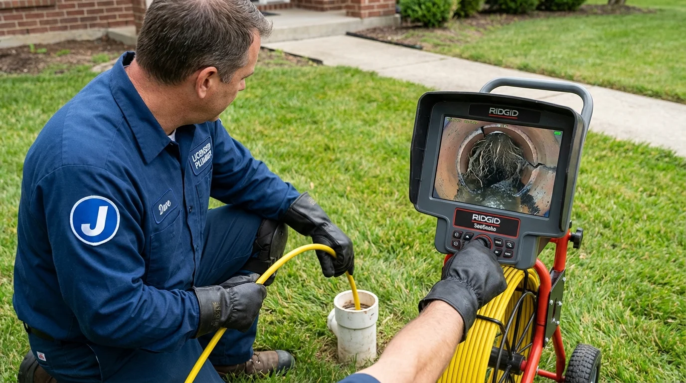 Sewer camera inspection being performed by Johns Plumbing LLC in Walker